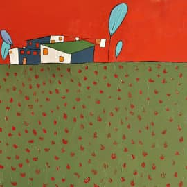 Поле красных цветов.