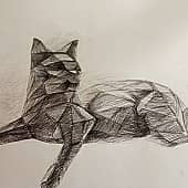 Кошка  полигональная, художник Екатерина