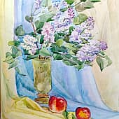 Сирень и яблоки