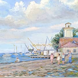 Набережная. Яхт-клуб. Живопись ZhNataly