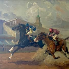 Московский ипподром. Скачки. Диптих (одна из двух работ)