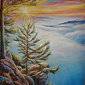 На вершине горы.