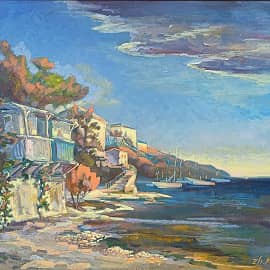 Домики у моря. Живопись ZhNataly.