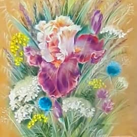 Ирис с полевыми травами