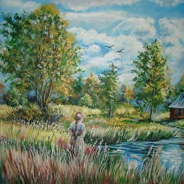 На берегу любуюсь рыбками.