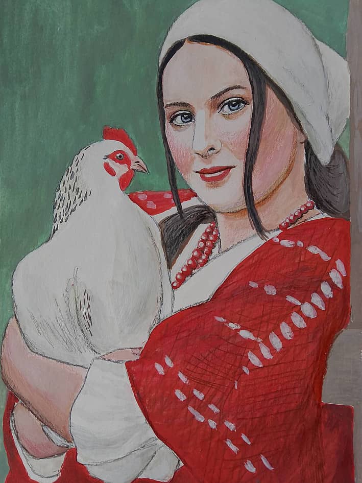Девушка с курицей