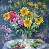 Подсолнухи и флоксы