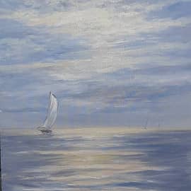 Яхта в море. Пленэрная живопись ZhNataly