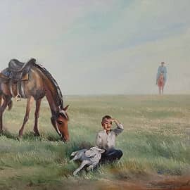 В степи.