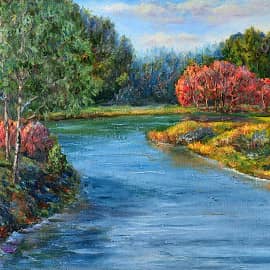 Осенний пейзаж с озером