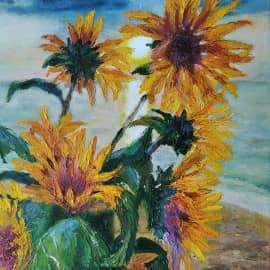 Подсолнухи и море