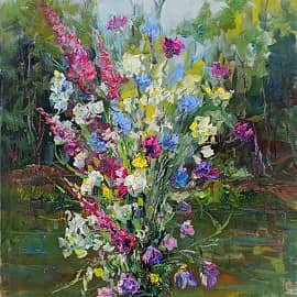 Петров-батог и полевые цветы у озера. Серия натюрморт под открытым небом. Пленэр ZhNataly