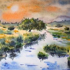 Река на закате