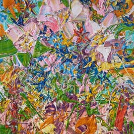 Картина Любовь и возрождение Абстрактные цветы живопись Екатерина Лебедева художник