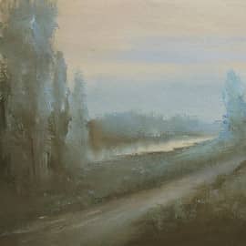 Вдоль реки, вечерний этюд