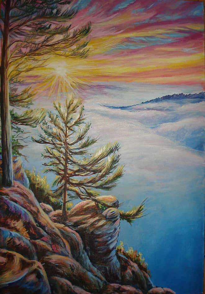 На вершине горы.