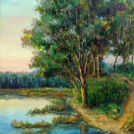 Вечерний пейзаж с лодкой 2