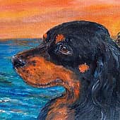 Сеттеры (триптих): Шотландский) Scottish gordon setter (1), художник Alex Norden