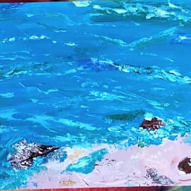 Море, камни. Кисть, мастихин