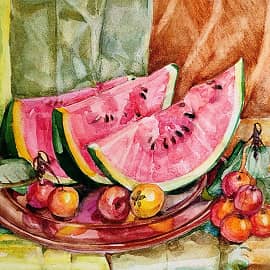 Натюрморт с долькой арбуза