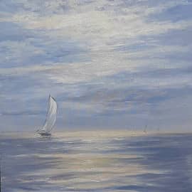 Яхта в море. Пленэрная живопись ZhNataly
