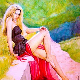 Девушка в красной юбке