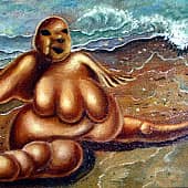 Надувной мужчина на пляже  The inflatable Man on the Beach