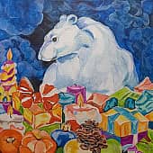 Мишка на Севере.Дарит подарки.