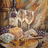 Натюрморт медом и сыром.