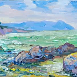 Маяк. Камни на берегу. Чёрное море. Пленэр ZhNataly