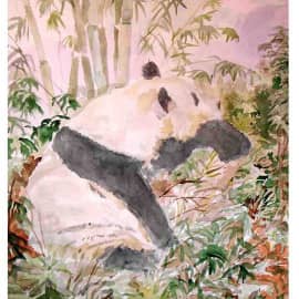 Задумчивая Панда  2015 40х30 бумага акварель