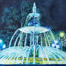 Фонтан Гранат ночью,  Гранада, Испания