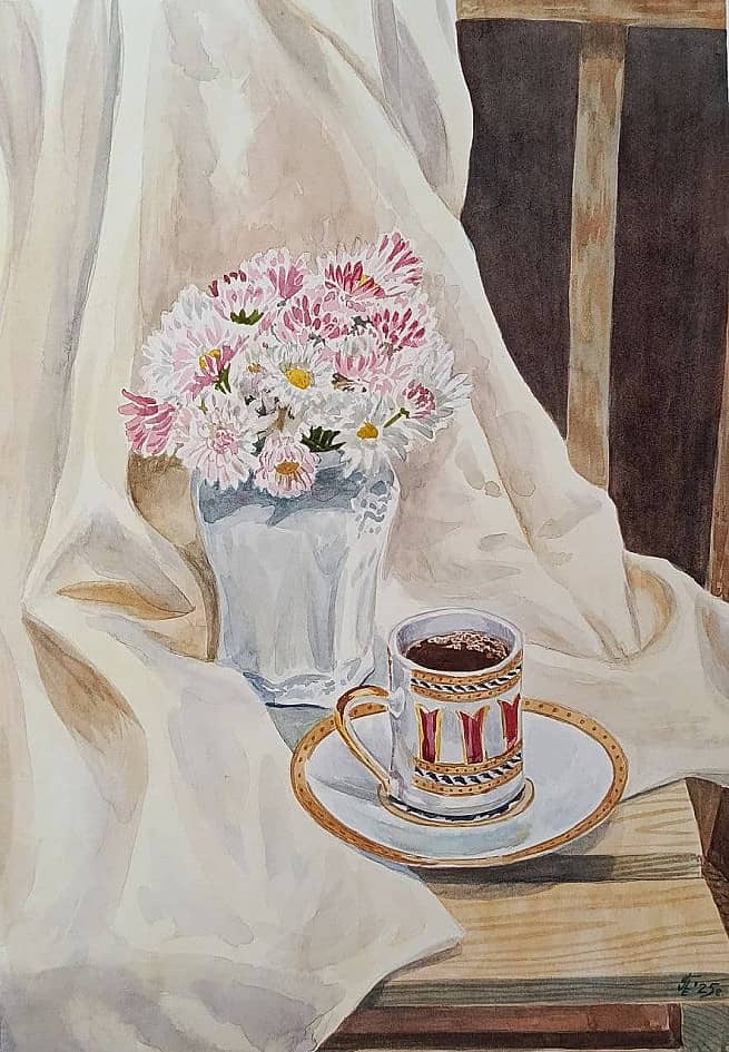 Кофейная история с маргаритками