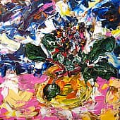 Картина Фиолетовая фиалка Абстрактные цветы картины Екатерина Лебедева художник