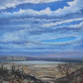 "Просвет в облаках. Дорога к морю. Таганрогский залив. #картина #zhnataly  ЖуравлёваАрт