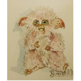 Зверюшка с другой планеты 2021  12.5х18   бумага акварель