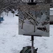 Зимний этюд на даче (1), художник Валерий Федоров