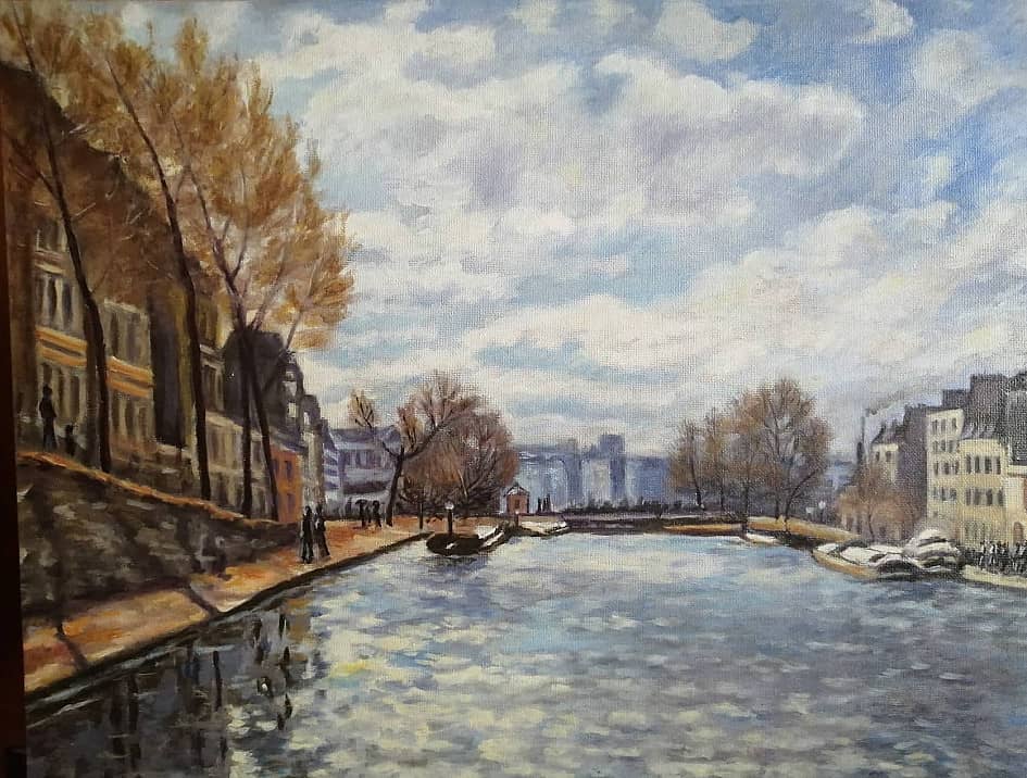 Канал в Сен-Мартене. Вольная копия картины А. Сислея.
