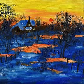 Тихий вечер в заснеженном краю