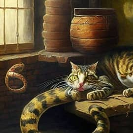 Котозмей делает колбасу из змеи--хэппи-энд