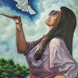 "...на ладонь садится белая голубка..."