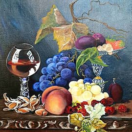 "Натюрморт с бокалом и персиком"