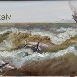 "Полет над водой. Корабль-дирижабль и летучие рыбки". Сказочные миры ZhNataly.