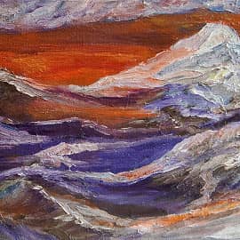 Закат в горах (набросок маслом)