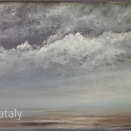 "Стальное небо" картина из  "облачной" серии " с "Голубой выставки" Натальи Журавлёвой.