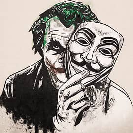 Флуоресцентный Джокер на футболке. При дневном свете.