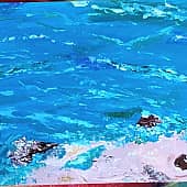 Море, камни. Кисть, мастихин, художник Наталия