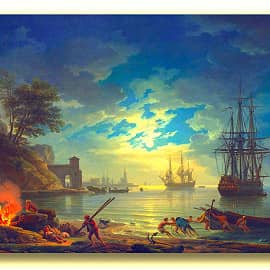 Залив ночью.