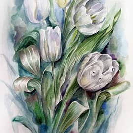 Букет белых тюльпанов