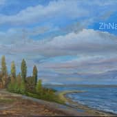 Осень, пушкинская набережная, Таганрог, морской пейзаж ZhNataly, пленэрная живопись